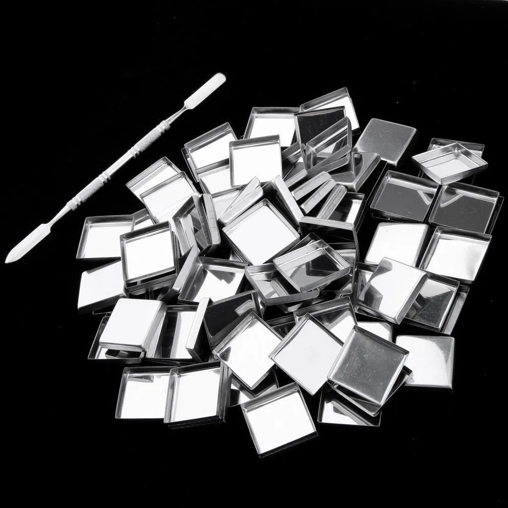 100Pcs Empty Eyeshadow Blush Powder Cream Makeup Pans Magnetic Tins Palette Square Stick