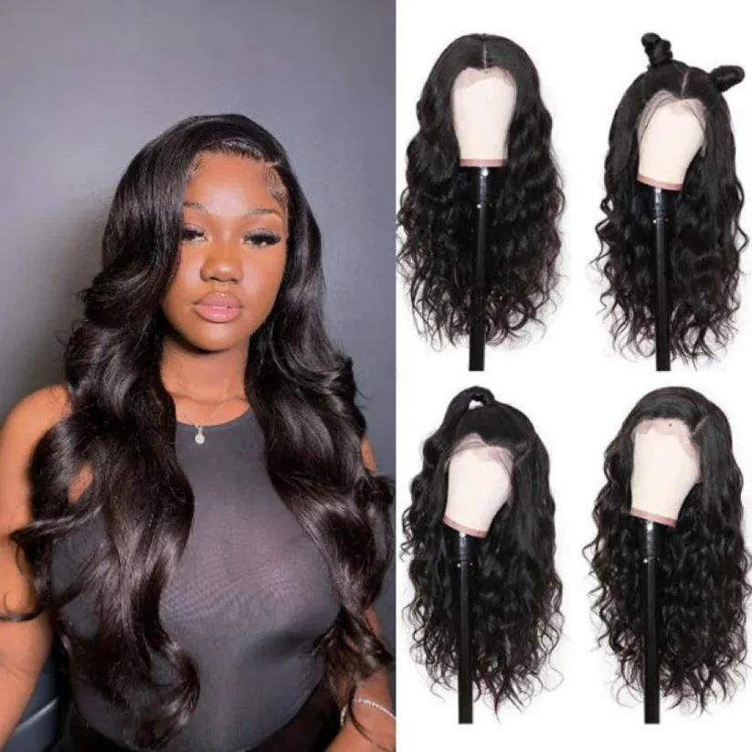 16-18 Inches #1B 360 Lace Pre-Plucked Body Wavy Lace Frontal Wig-100% Human Hair (360 WIGS)