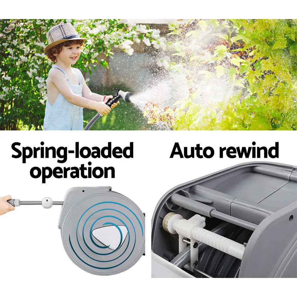 30m Retractable Garden Hose Reel, Auto Rewind, UV Resistant