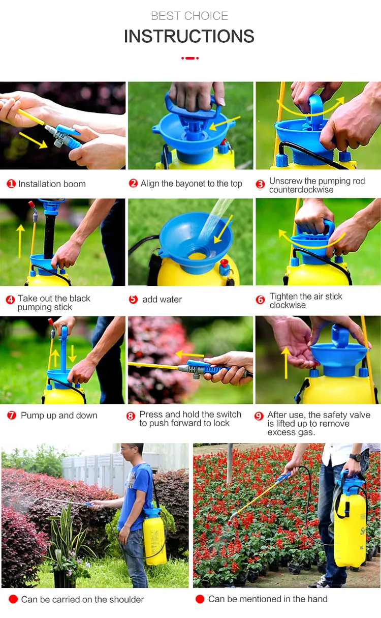 5 Liter High Pressure Portable Sprayer With Shoulder Strap