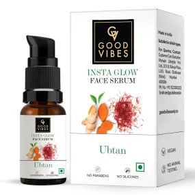 Good Vibes Ubtan Insta Glow Face Serum | Brightening, Nourishing, Moisturizing | Vegan, No Parabens, No Sulphates, No Mineral Oil, No Animal Testing (30 ml)