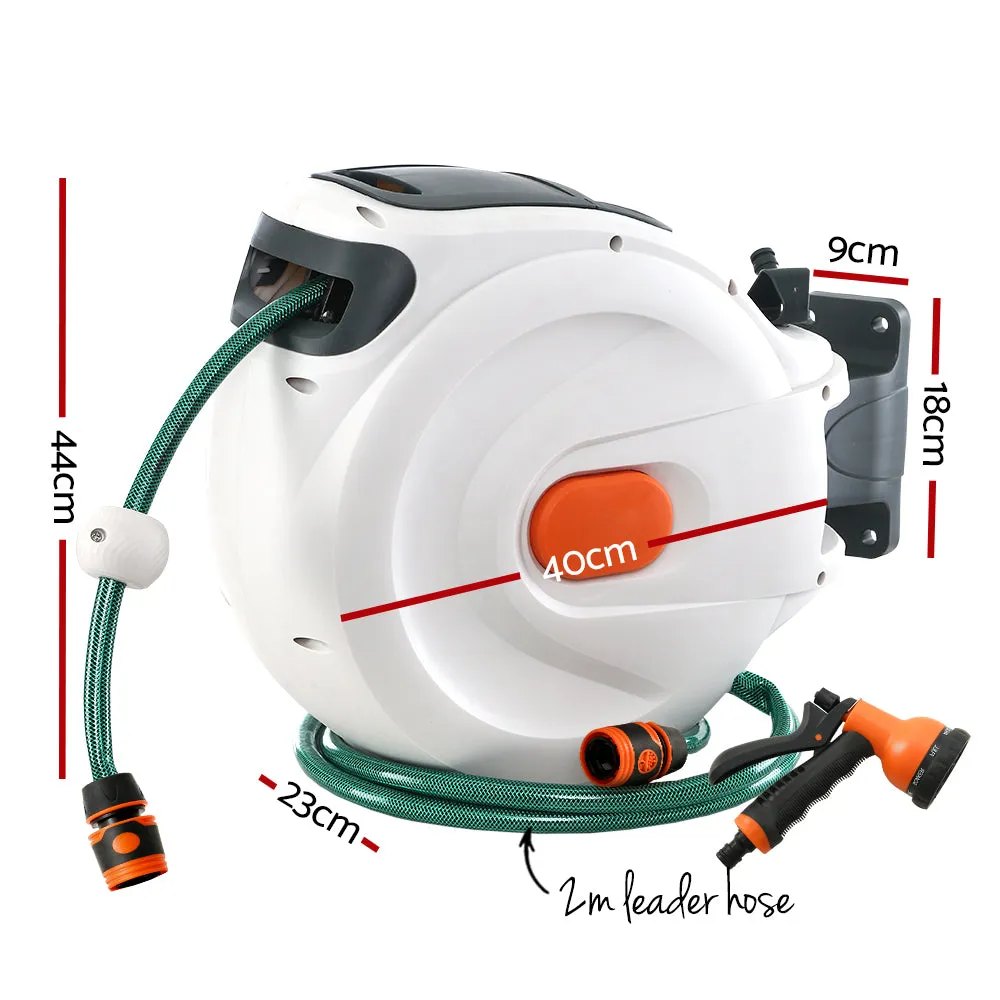 Greenfingers Retractable Hose Reel 30M Garden Water Spray Gun Auto Rewind