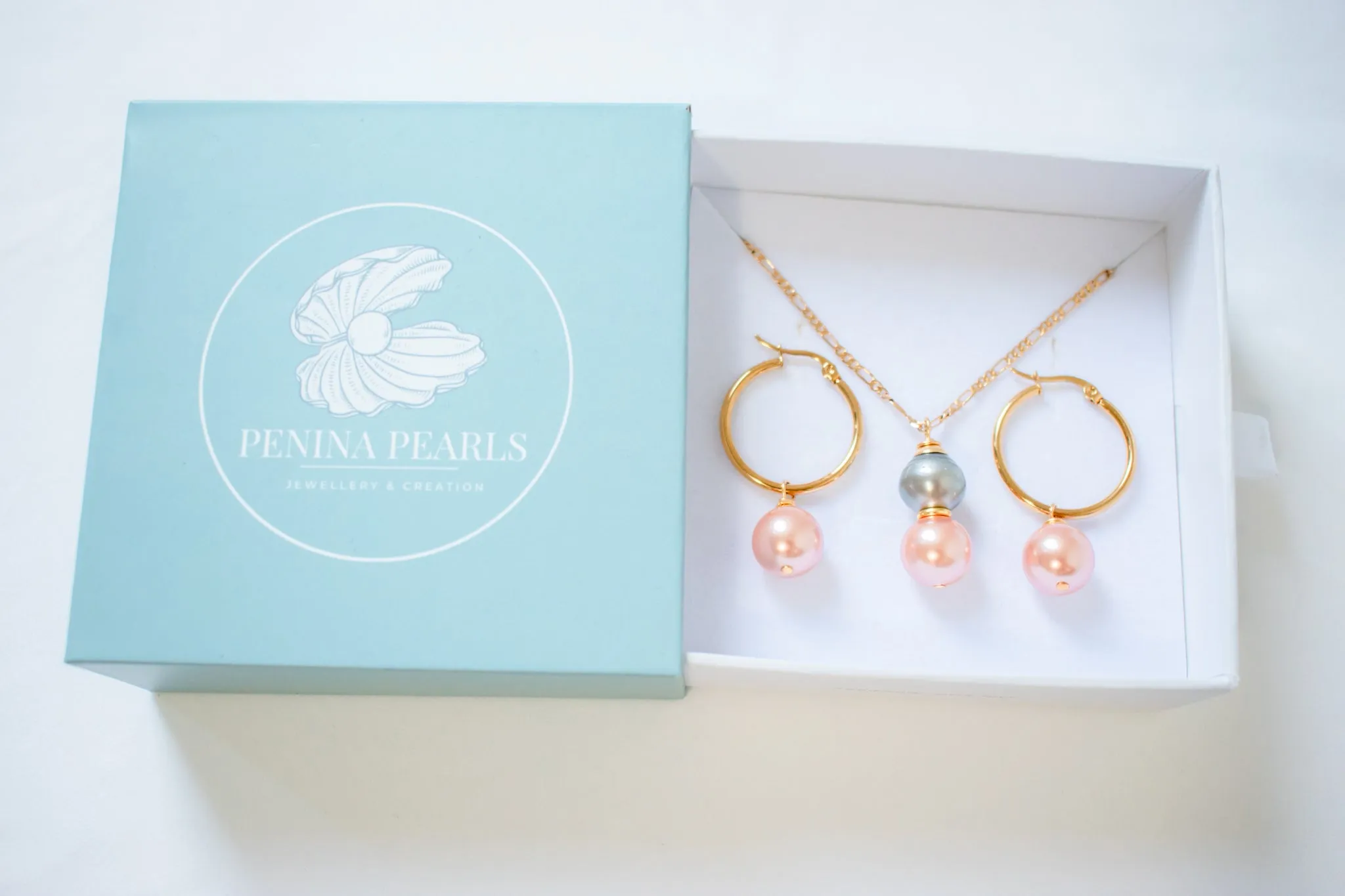 HANI - Tahitian Blending - New Gold-Filled Gorgeous Swarovski and Tahitian Pearl Set