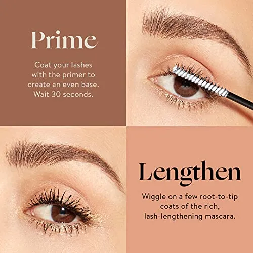 Honest Beauty 2-in-1 Extreme Length Clean Mascara   Lash Primer | Lengthening   Volumizing | EWG Verified, Vegan   Cruelty Free | Black, .27 fl oz