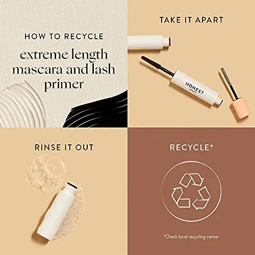 Honest Beauty 2-in-1 Extreme Length Clean Mascara   Lash Primer | Lengthening   Volumizing | EWG Verified, Vegan   Cruelty Free | Black, .27 fl oz