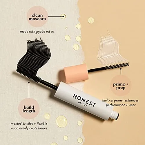 Honest Beauty 2-in-1 Extreme Length Clean Mascara   Lash Primer | Lengthening   Volumizing | EWG Verified, Vegan   Cruelty Free | Black, .27 fl oz