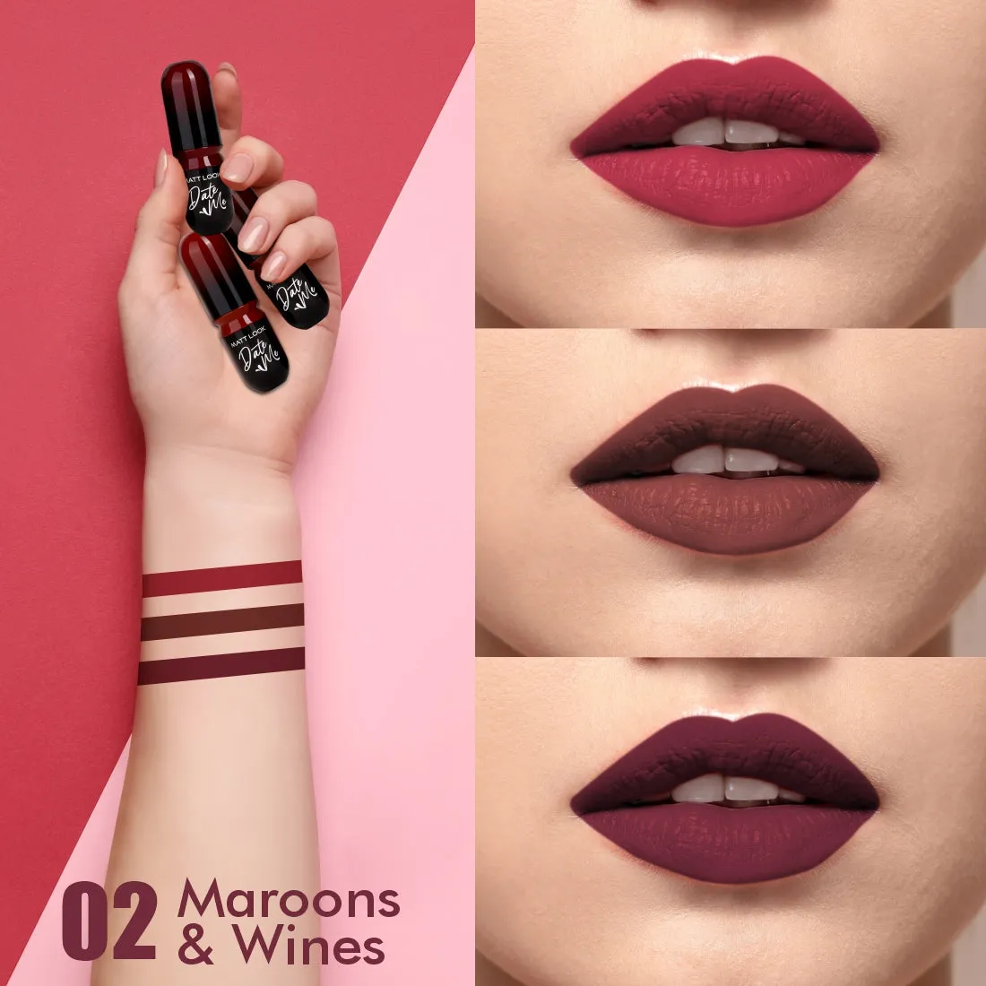 Mattlook Date me Long Stay lipstick, Each Pieces 3.8gm, Pack of 3