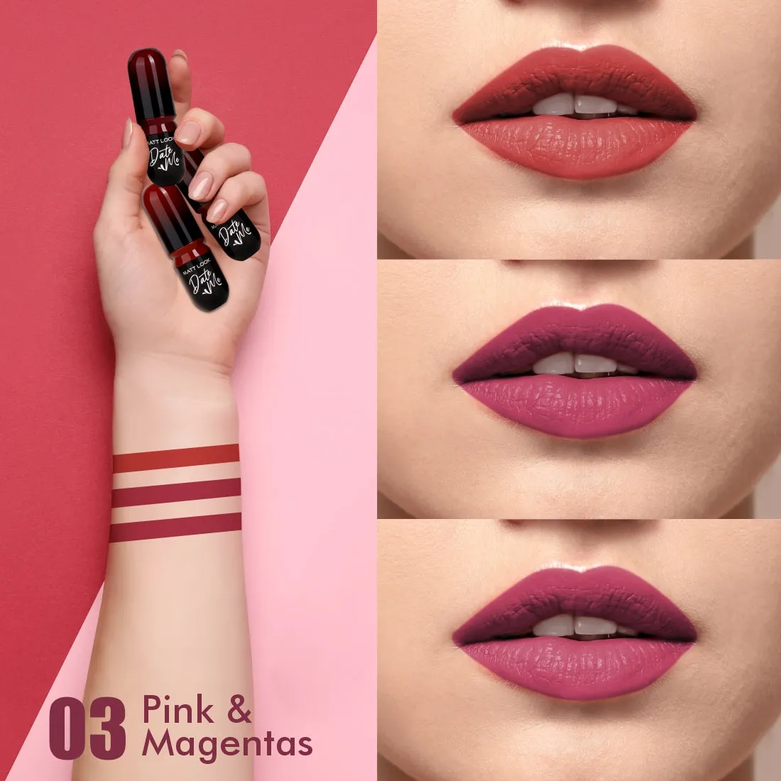 Mattlook Date me Long Stay lipstick, Each Pieces 3.8gm, Pack of 3