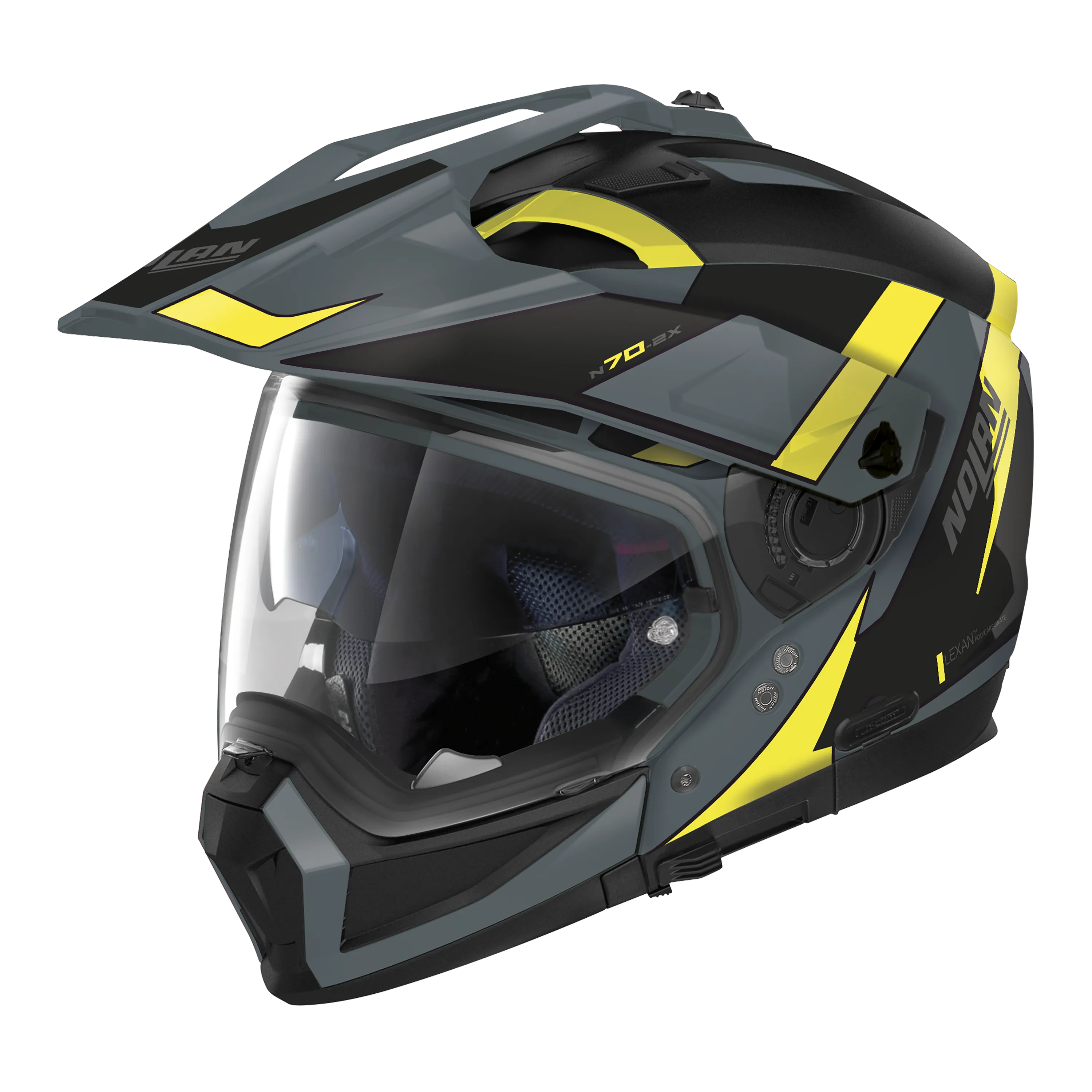 Nolan N70-2 Adventure Skyfall Slate Grey Yellow Motorcycle Helmet