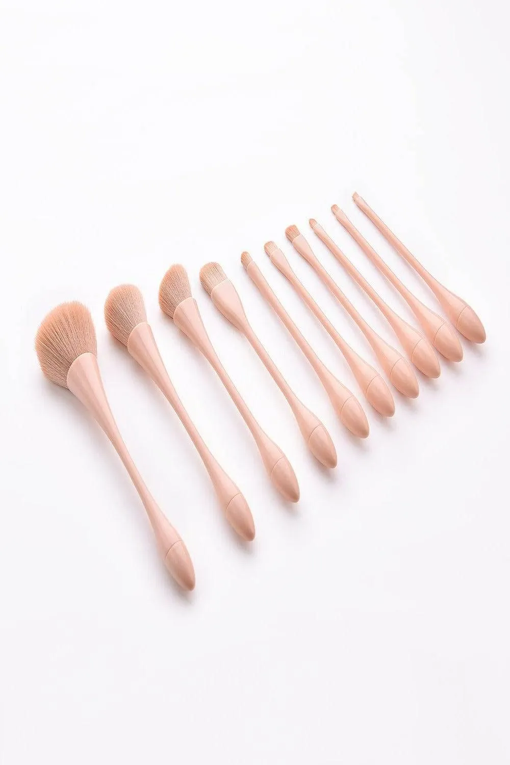 Nude Pink Makeup Brushes Set - 10 Pcs
