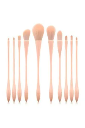Nude Pink Makeup Brushes Set - 10 Pcs