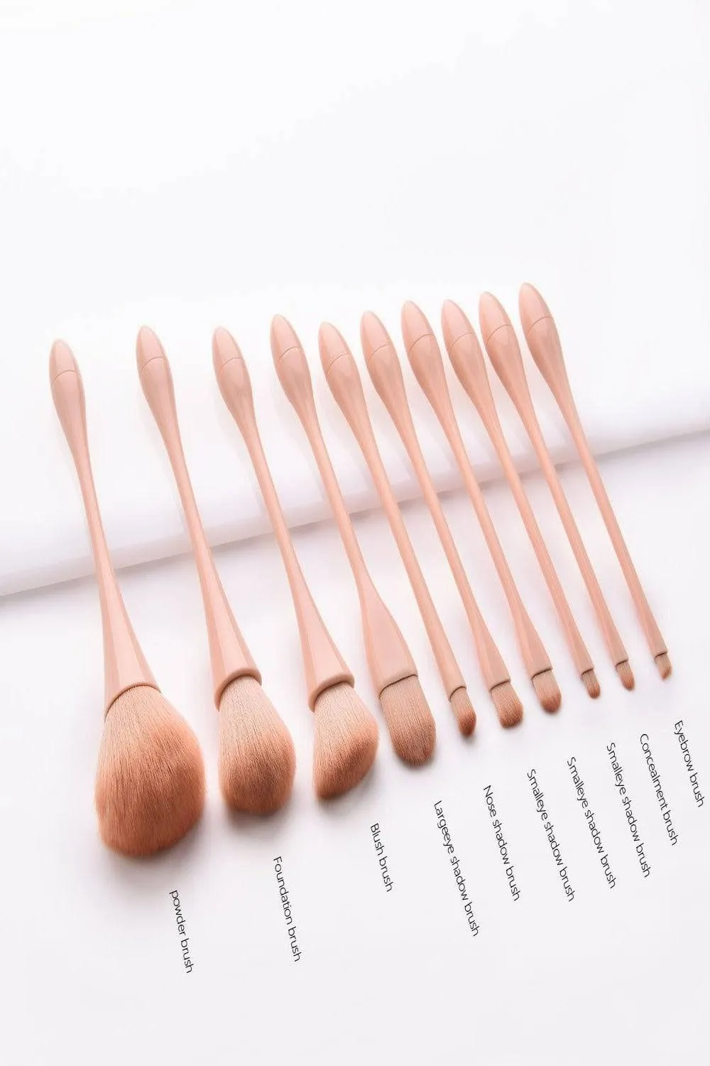 Nude Pink Makeup Brushes Set - 10 Pcs