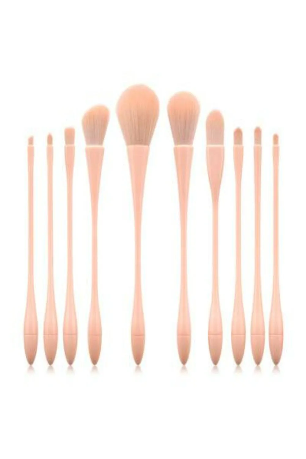 Nude Pink Makeup Brushes Set - 10 Pcs