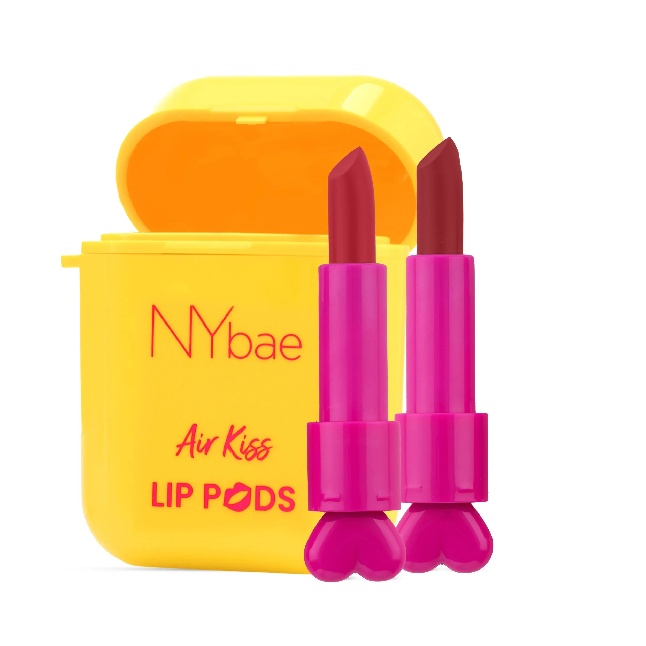 NY Bae Air Kiss Lip Pods - Peach Sensation 06 (2.4g)| Creamy Matte Lipstick | Mauve & Brown Lipstick | Long Lasting | Lip & Cheek Stain | Moisturising | Airpods Case | Travel Kit