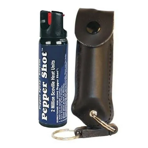 Pepper Shot 10% OC Pepper Spray Leatherette Quick Release Key Ring