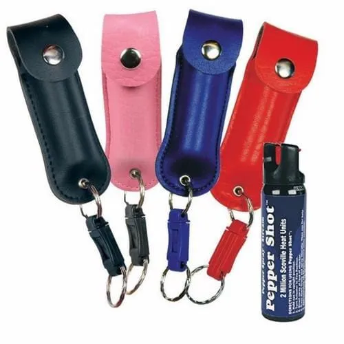 Pepper Shot 10% OC Pepper Spray Leatherette Quick Release Key Ring