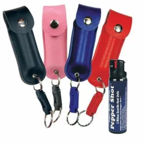 Pepper Shot 10% OC Pepper Spray Leatherette Quick Release Key Ring