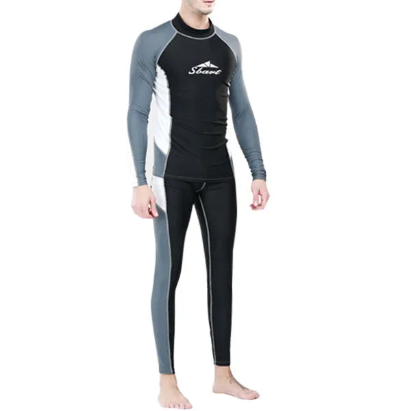 Sexy Patchwork Sun Protective Long Sleeve Surfing Diving Suit Swimwear for Men