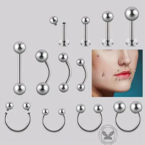 Silver Color Screw Back G23 Titanium Piercing Ring
