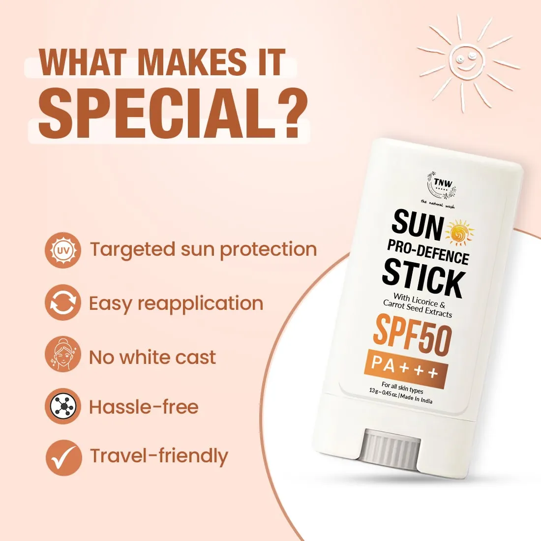 Sun Pro Defence Stick for Easy Sunscreen Reapplication .